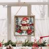 Seasonal Wall Sign Christmas Wooden Hanging Sign, Gnome Snowman Angel Candle 2D Wood Plaque, Xmas Door Hanger Vintage for Home Porch Holiday