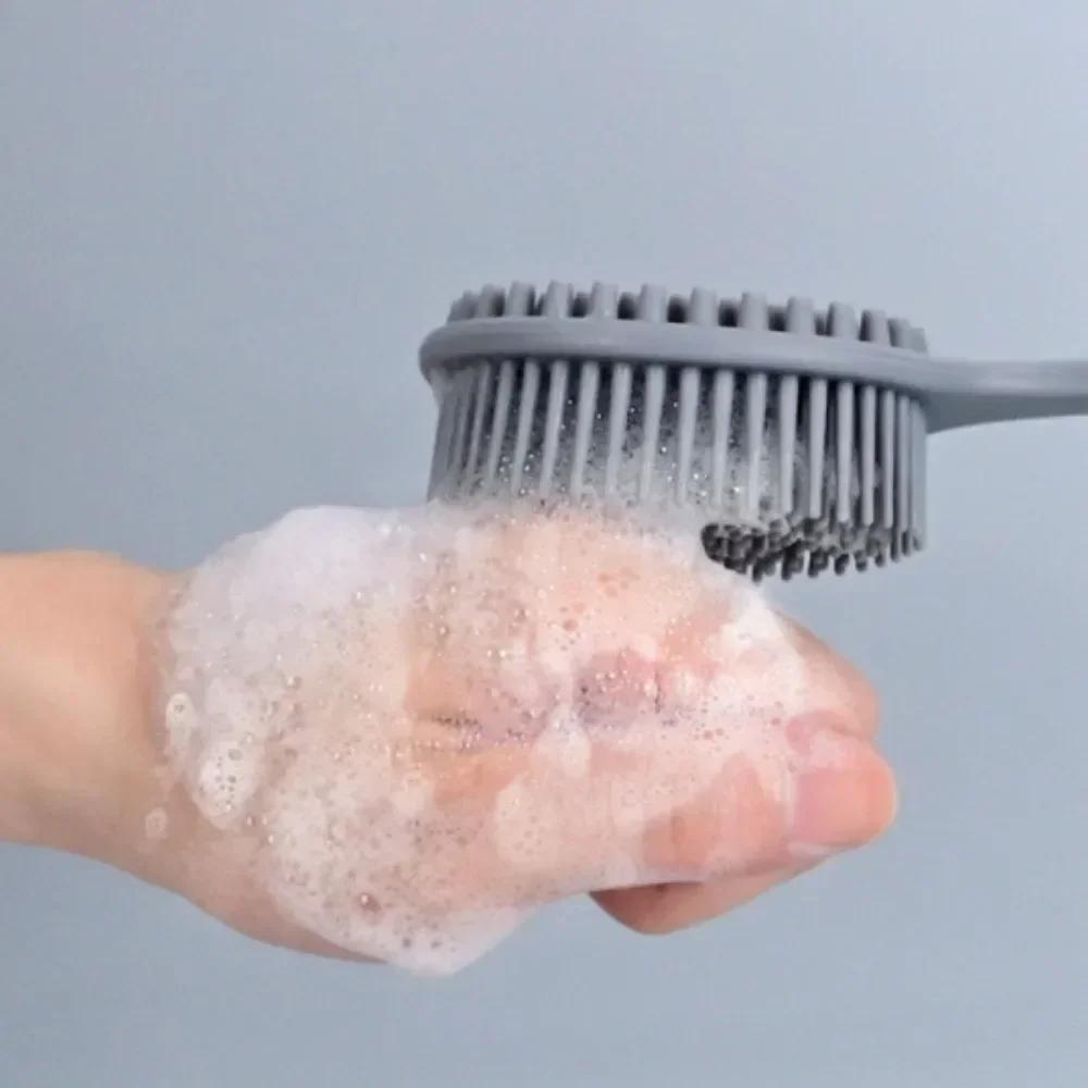 Long Handle Silicone Back Scrubber Double Sided Exfoliating Bath Brush Shower Massage Body Cleaner Daily Skin Care Body Brush