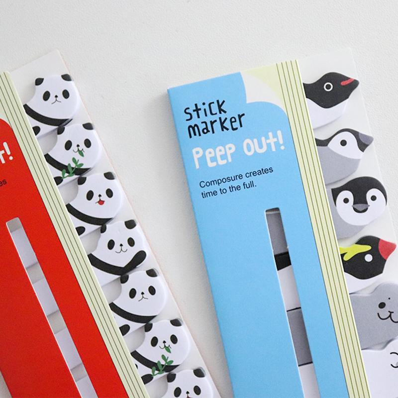 1 Piece Kawaii Stationery Cartoon Animals Marker Memo Pad Bookmark Flags Index Tab Sticky Notes Label Paper Stickers
