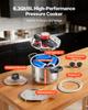 Pressure Cooker, 6L Pressure Cooker Stainless Steel, Pressures Canner with Steaming Rack, Tempered Glass Lid, Three Pressures Settings for Meat,