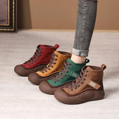Fashion Women's Sports Shoes On Offer 2024 Sneakers Leather Lace Up Winter Women Vulcanized Shoe Lightweight Canvas Round Toe Casual