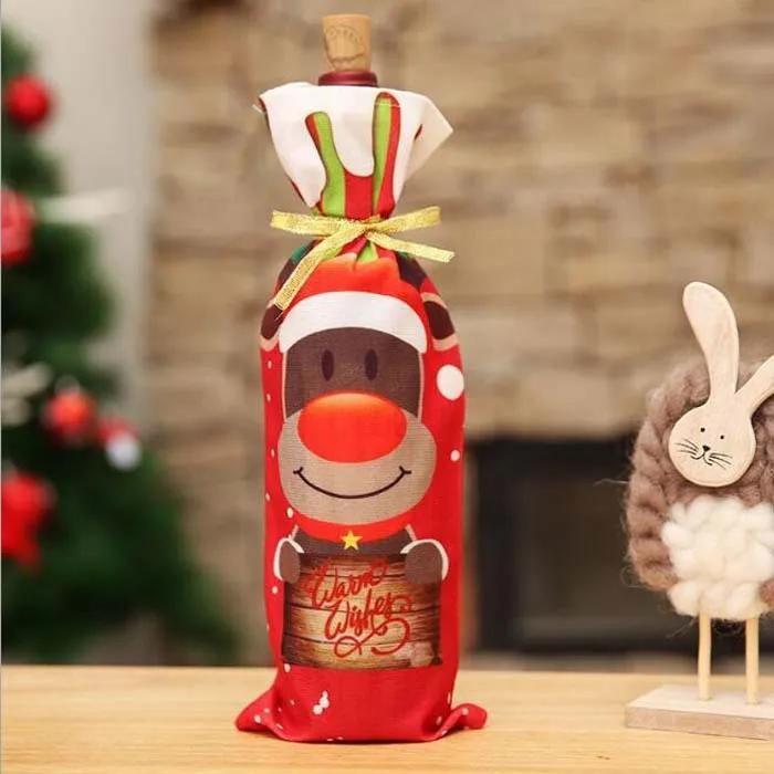 Red Wine Bottle Cover Bags Christmas Dinner Table Decoration Xmas Wine Bottle Cover Christmas Home Party Decors
