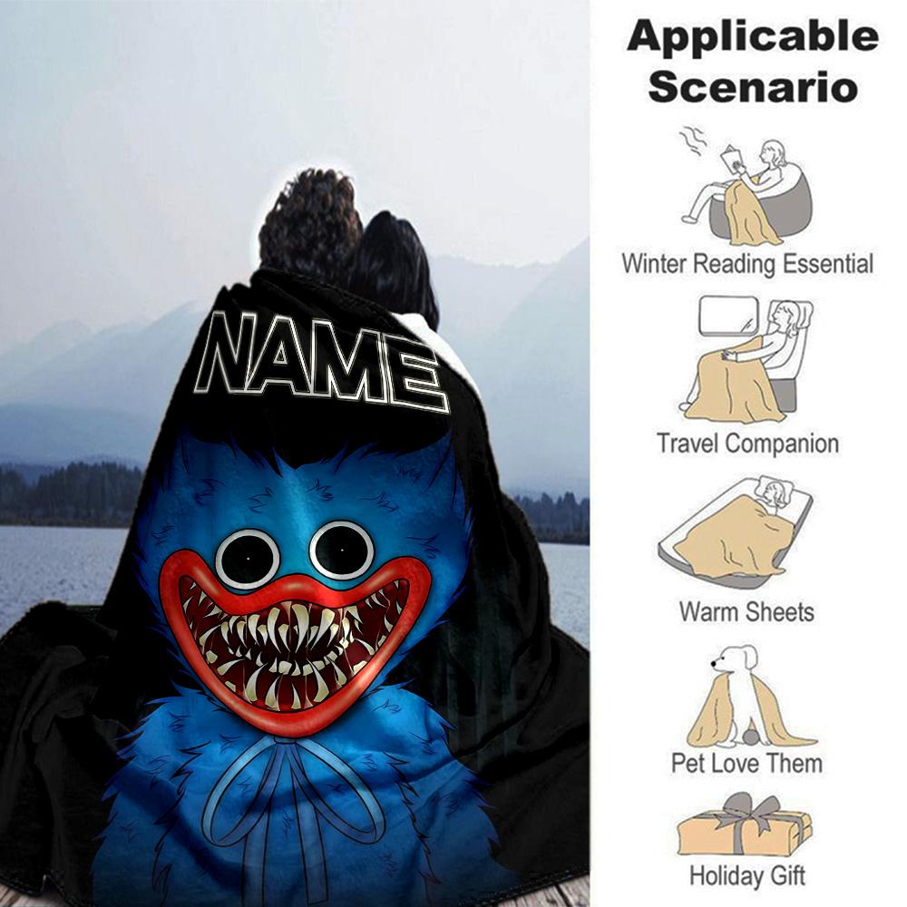 Customiz Name Personality Poppy Playtime Blanket Soft &Warm Sofa Office Bed Travel Lunch Break Blanket, Gift Suitable All Seasons