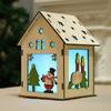 3/5’’ Xmas Desk Decor House Santa/Snowman/Reindeer Tabletop Decor Lovely Christmas Ornament DIY Wooden Puzzle Art Crafts