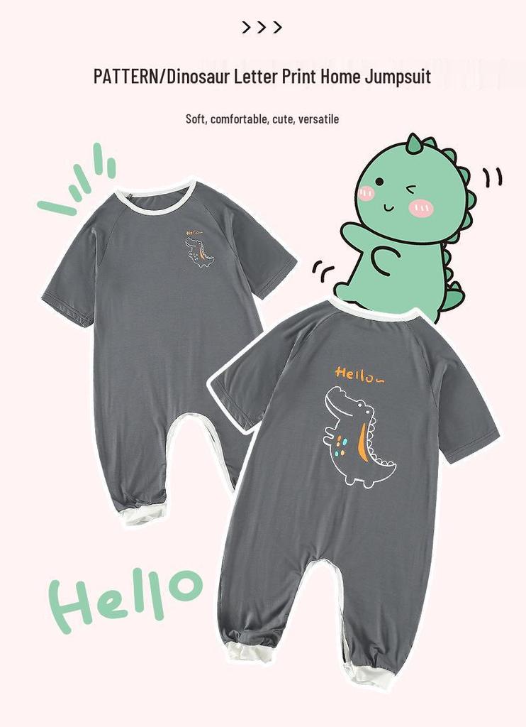 Boys' Spring & Autumn Modal Pajamas - Short-Sleeve Cartoon Sleep Bag for Baby Boys