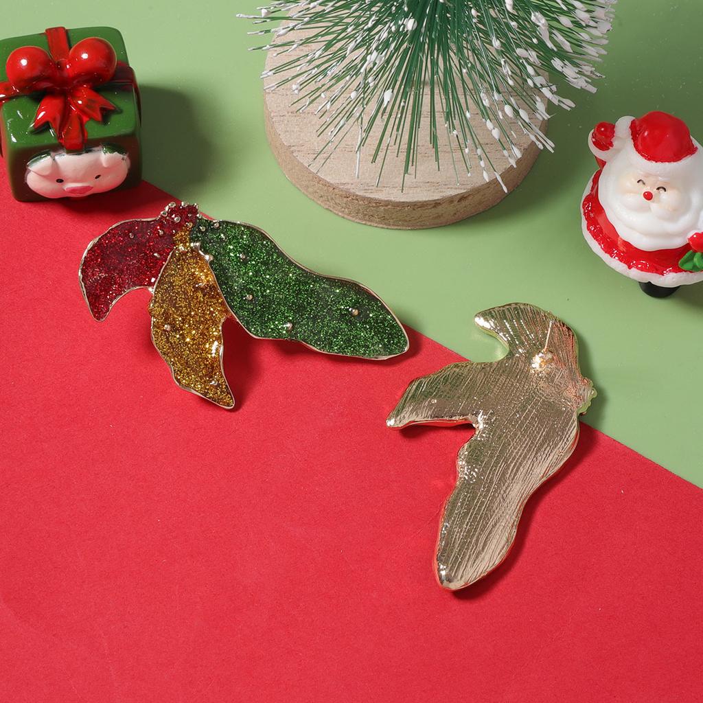Christmas creative design sense festive alloy maple leaf stud earrings niche versatile trendy girl