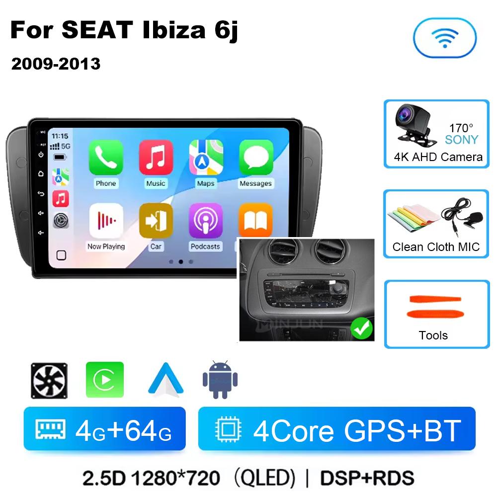 9 Inch Android 14 Qualcom Car Multimedia Player For SEAT Ibiza 6j 2009 2010 2011 2012 2013 Wireless Carplay Android Auto 4G