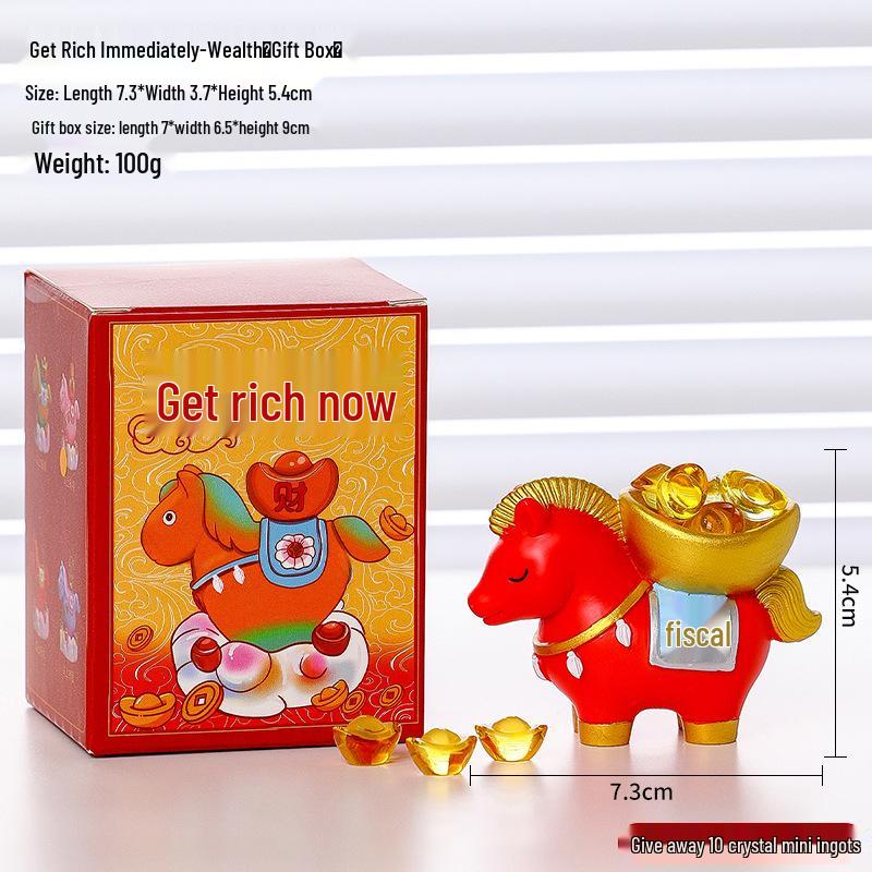 Guochao Year of the Horse Desktop Ornament: Zodiac Horse Office Mascot & Creative New Year Gift