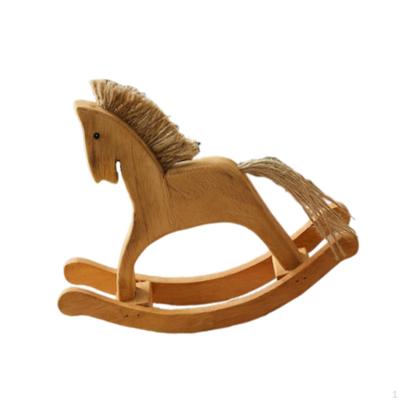 Decorative Wooden Rocking Horse, Tabletop Figurine, Animal Sculpture, Handcrafted Collectible