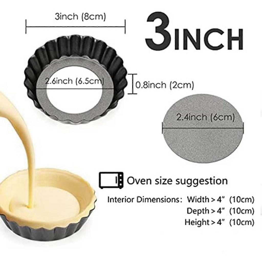 52 Pcs Egg Tart Molds, 3inch Mini Tart Pans Removable Bottom, Cupcake Cake Muffin Mold Tin Pan Baking Tool