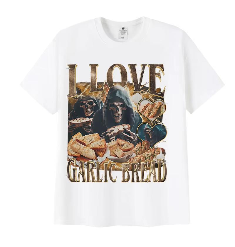 Funny Lover Gothic Garlic Meme Graphic T Shirts Men's Women Vintage Skeleton Summer Cotton Short Sleeve T-Shirt Streetwear