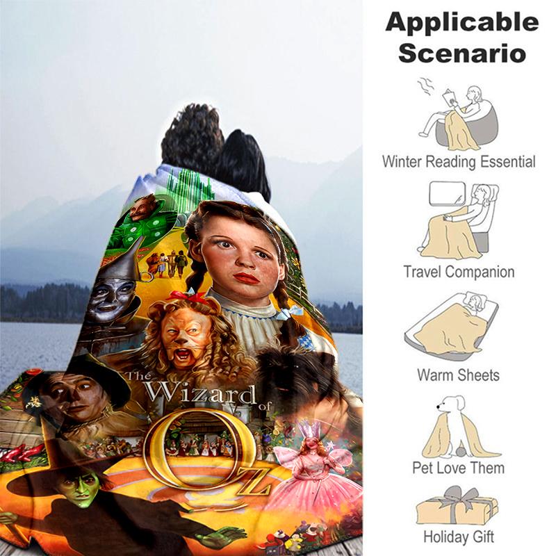 1pc Blanket The Wizard of Oz Print Design, Lightweight Blanket for Sofa, Bed- Soft &Warm, Gift for All Seasons like Christmas, Halloween