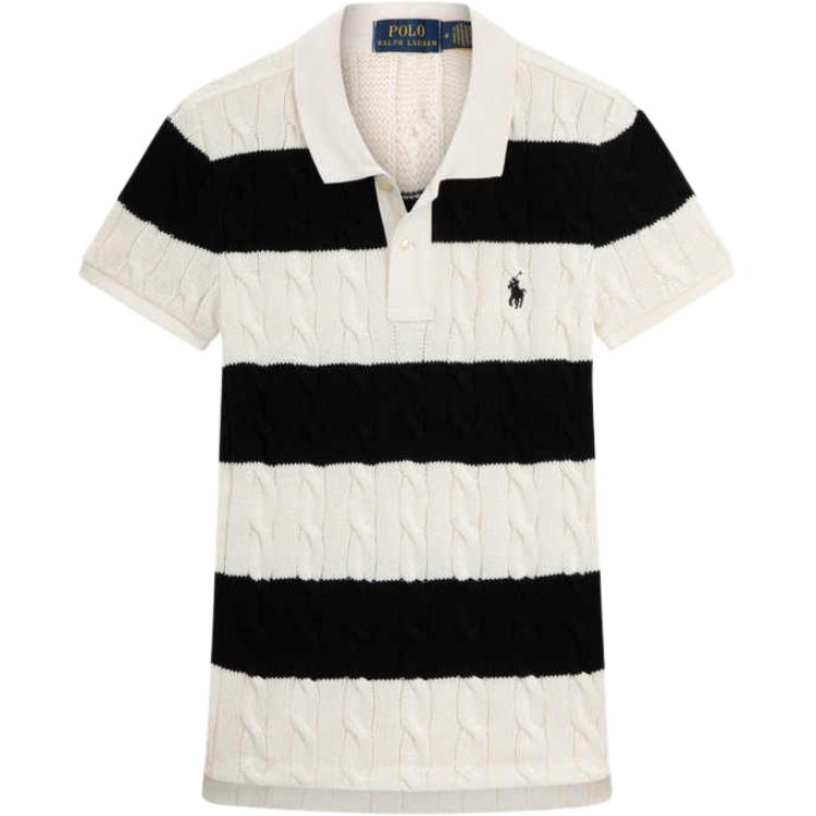 

Женская футболка-поло Polo Ralph Lauren SS25 приталенного кроя из хлопка кабельной вязки с коротким рукавом, многоцветная WMPOKNINB920135-101 M