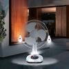 12 Inch Solar Fan Portable Energy Saving Oscillating Fan LED Light Lighting Function Solar Powered Fan Table Use