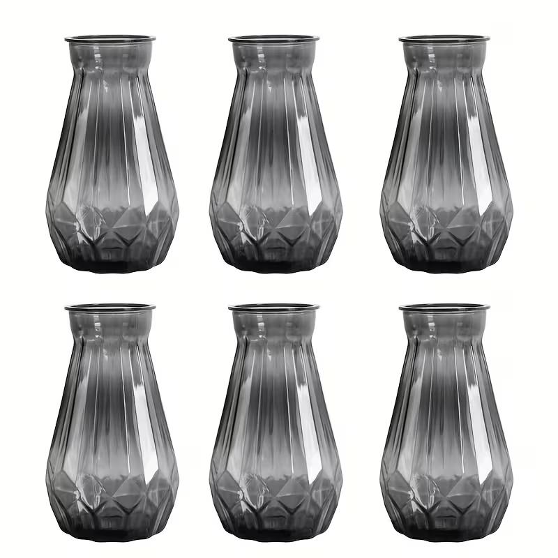 Black Transparent Plastic Vase Classic Rectangular Tall Short Vase Set for Wedding,Banquet,Dinner Party Centerpieces,Table Decor