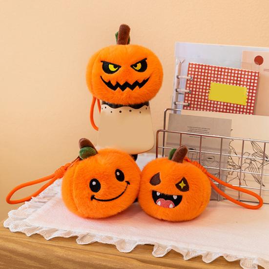 Funny Pumpkin Gifts Halloween Plush Keychain, Cute Spooky Stuffed Toy Pendant for Bag Keychain Keys, Soft Mini Doll Hanging Ornament Festival