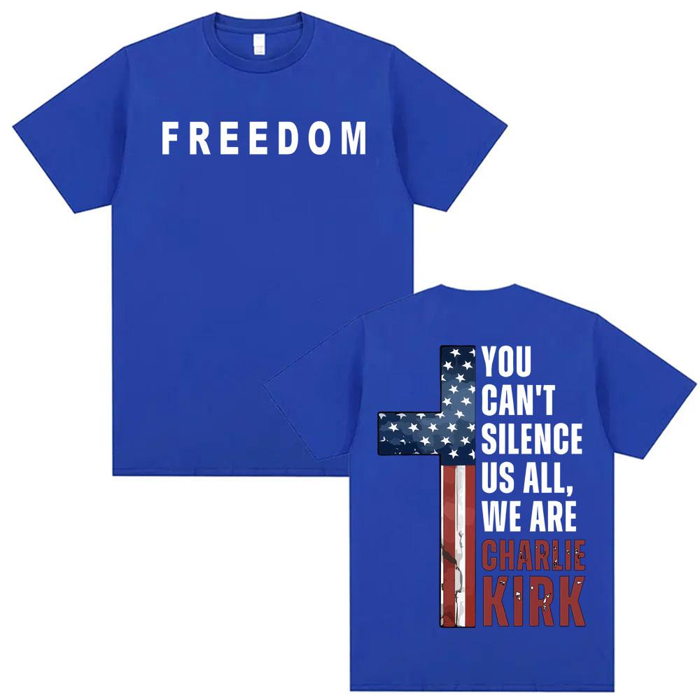Ihr könnt uns nicht alle zum Schweigen bringen Charlie Kirk Christlich Konservative T-Shirts für Unisex Damen Vintage Gothic T-Shirt Kurzarm T-Shirts
