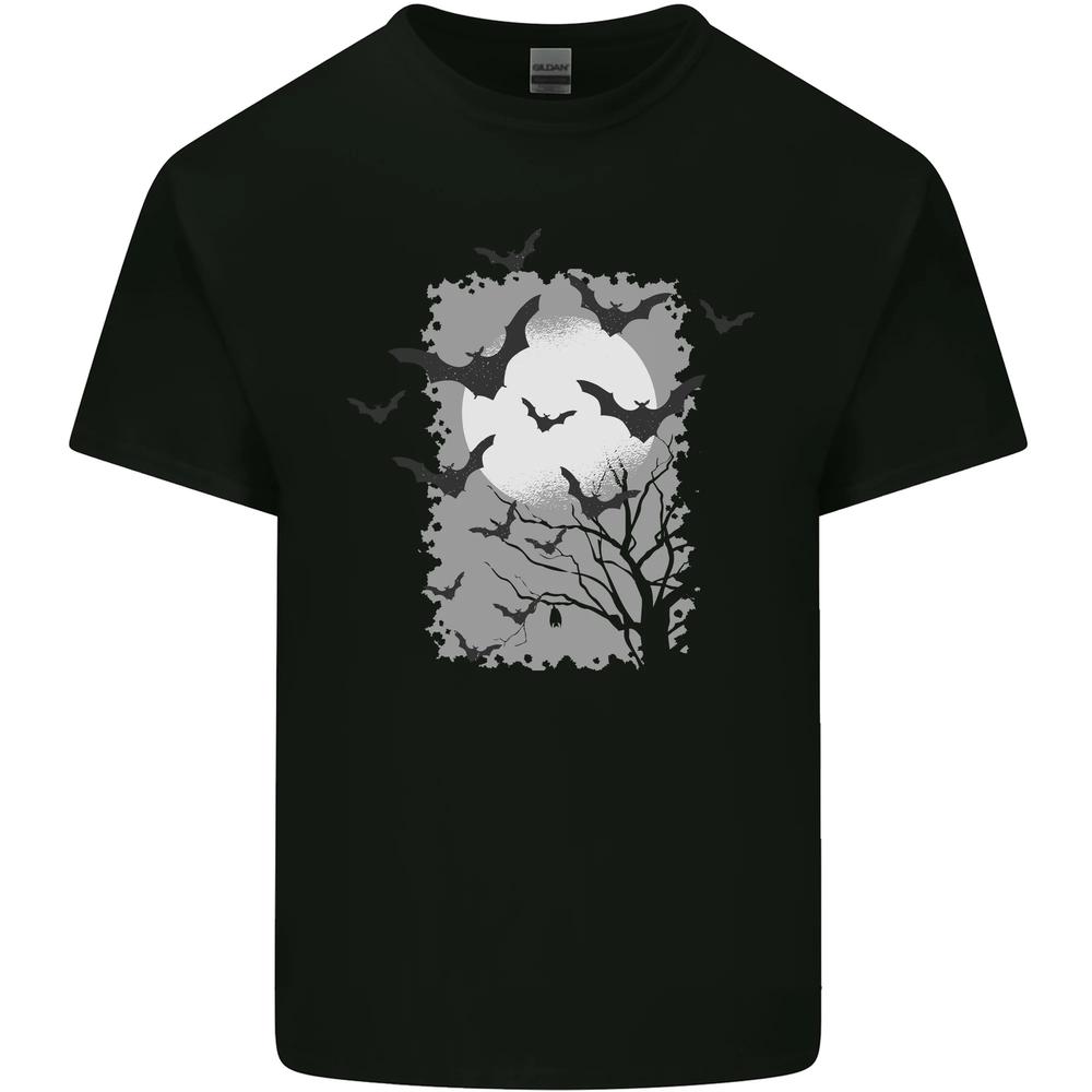 A Bat Landscape with a Full Moon Halloween Unisexs Cotton TShirt Tee Top S