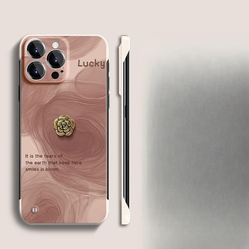 Camellia Doll Stand Suitable for Apple 13 Mobile Phone Case 14PROMAX Frameless 12 Ultra-thin Bare Metal Sense Anti-fall
