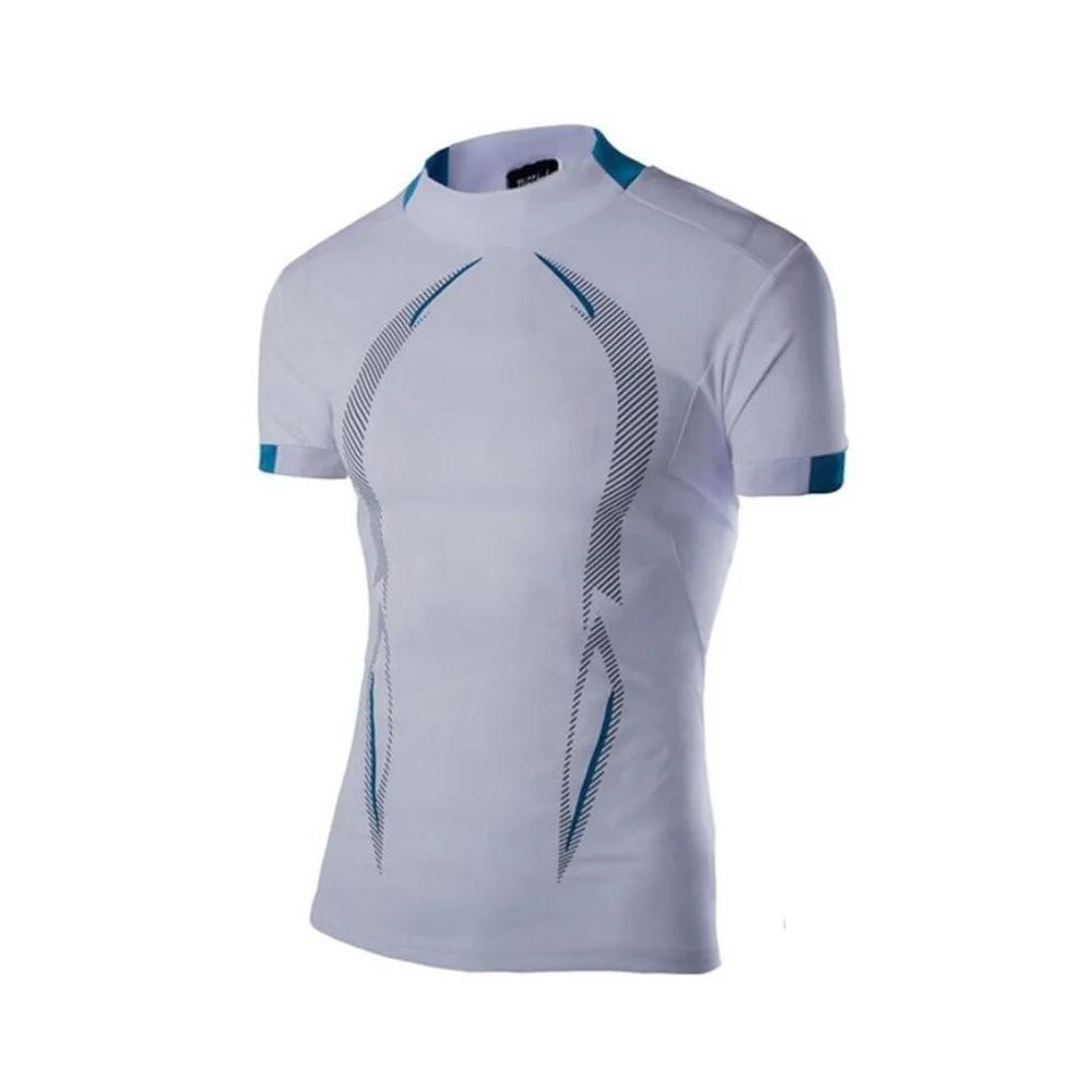 Men Casual Sports T-shirt Slim Fit Gym Sport Quick Dry Breathable Comfortable Outdoor Running Contrast Color Print Tee