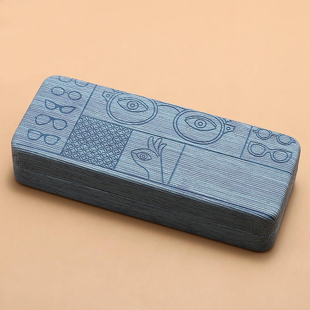 

Geometric Pattern Eyeglass Case, Portable Stylish Square Eyeglass Storage Case with Embossed Design, Men s Fashion Accessory синий