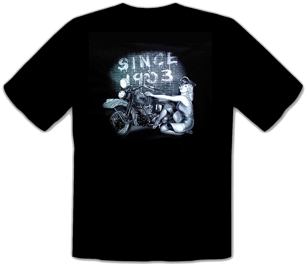 

26 Biker Custom Motorcycle Rockabilly Harley Chopper Black T-Shirt -353- Unisex T-Shirt XXXXL