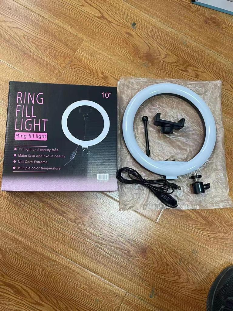 10/12/14 Inch Mobile Phone Ring Light with Adjustable Dimming & Color for Live Broadcast and Beauty Lighting