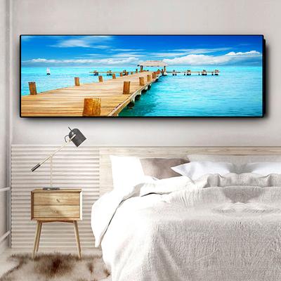 Sky Clouds Bridge Sunsets Natural Sea Panorama Landscape Canvas Painting Cuadros Posters and Prints Wall Picture for Living Room