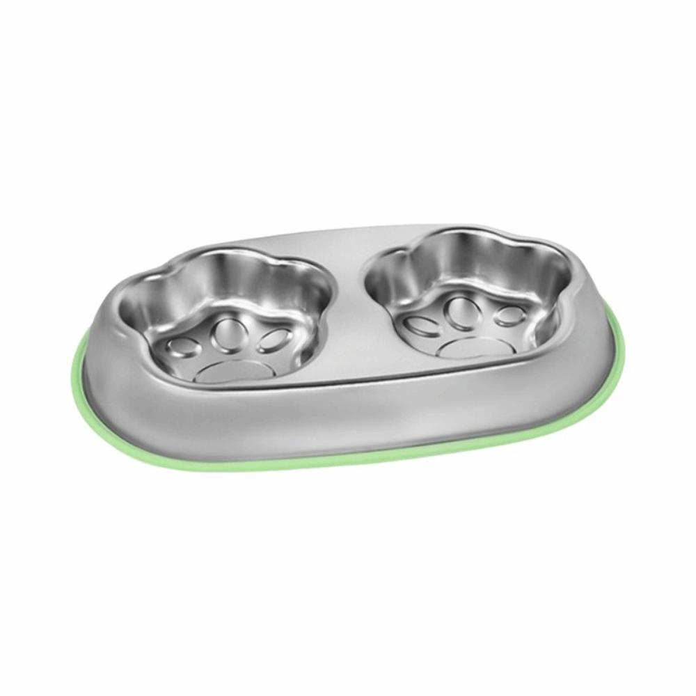 Single/Double Bowl Stainless Steel Cat Bowl Non Slip Pet Drinking Bowl For Dogs Cats