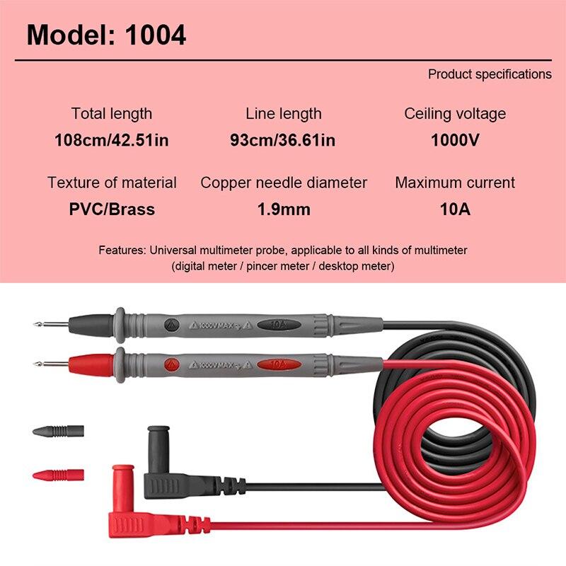 Multifunktionale Messgerät-Messleitung 10A 20A Verlängerte Universelle Multimeter Ultra Scharfe Edelstahl-Messspitzen-Kombination