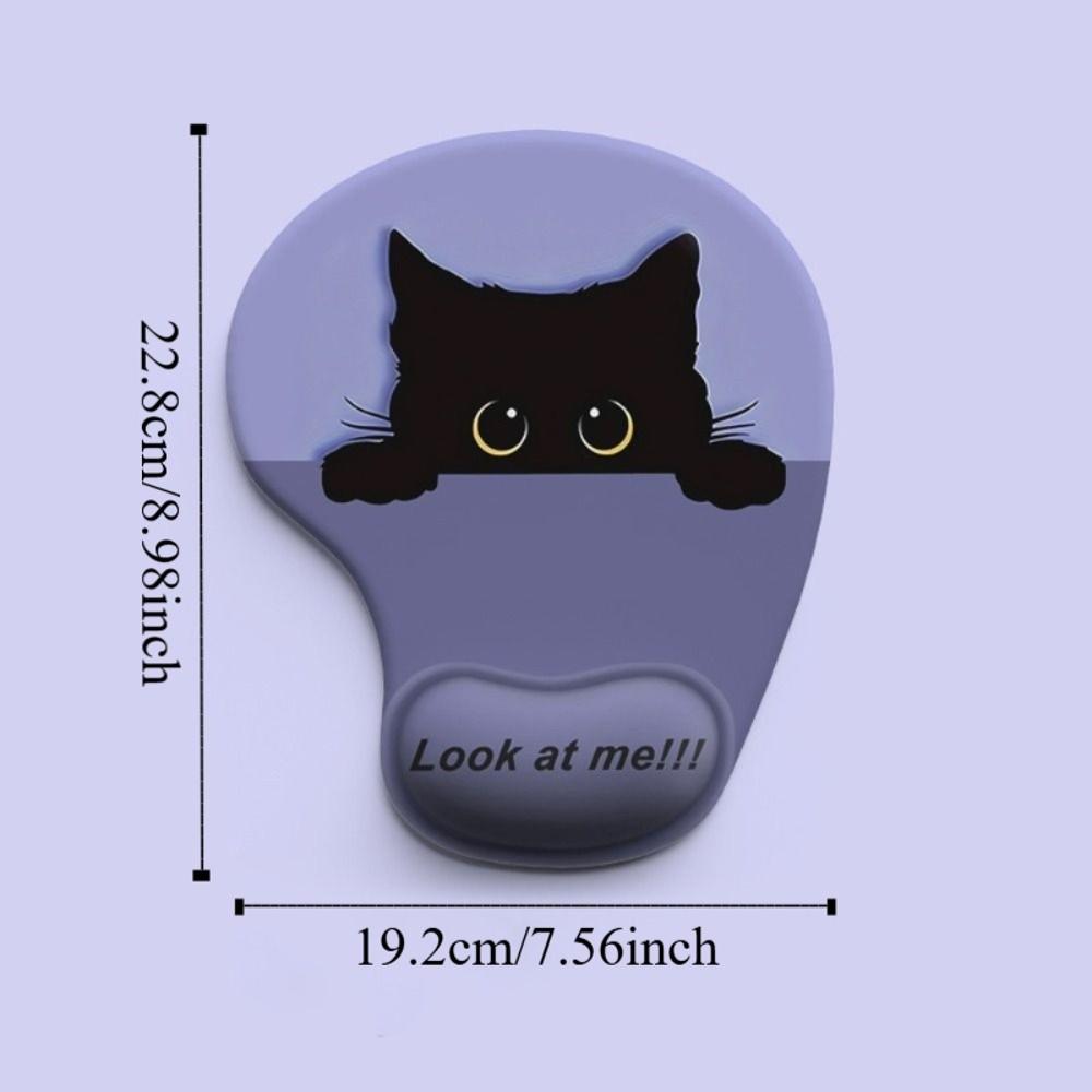 Comfortable Cat Mouse Mat Cute Cartoon Wrist Support Pad Black Cat Animal Mouse Pad Home Office