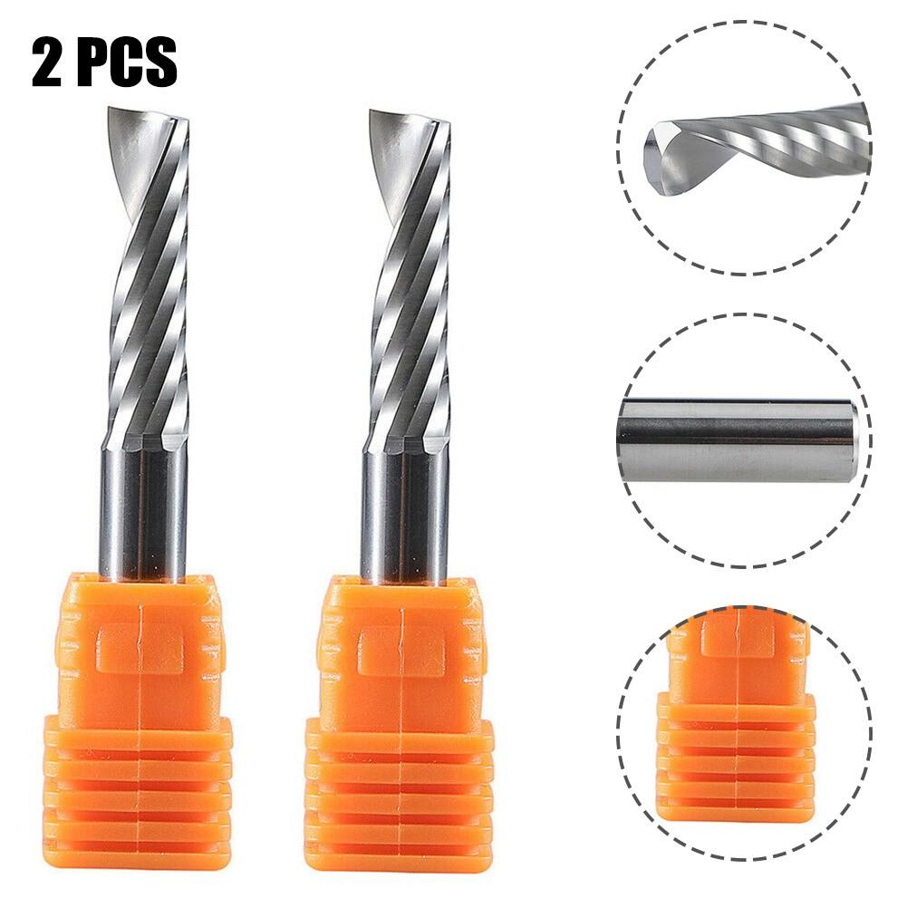 2Pcs 6mm Single Flute Spiral End Mill Carbide Router Bits for Aluminium 6*22mm