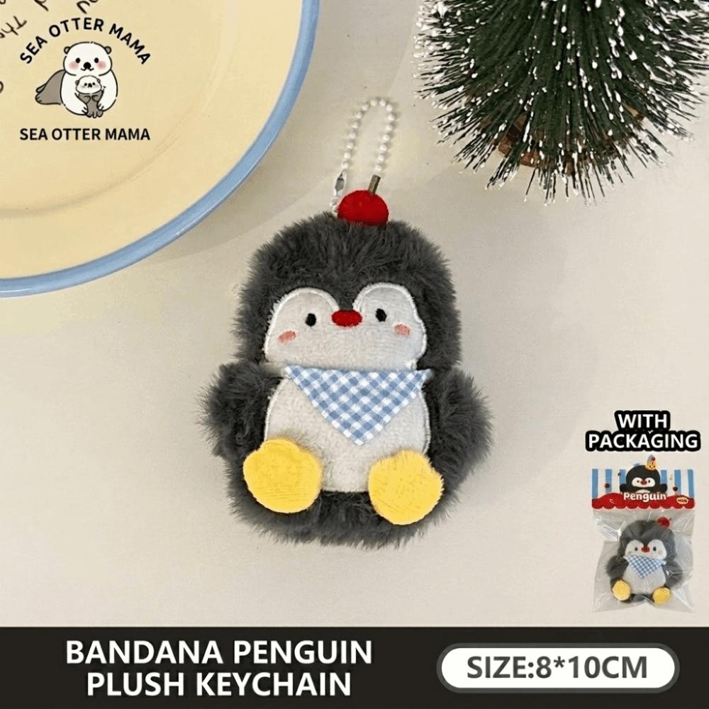 Decorative Soft Plush Plush Penguin Charm Hanging Loop Key Ring Pendant Decor Blue Accents Lightweight Bag Keychain Couples Gift