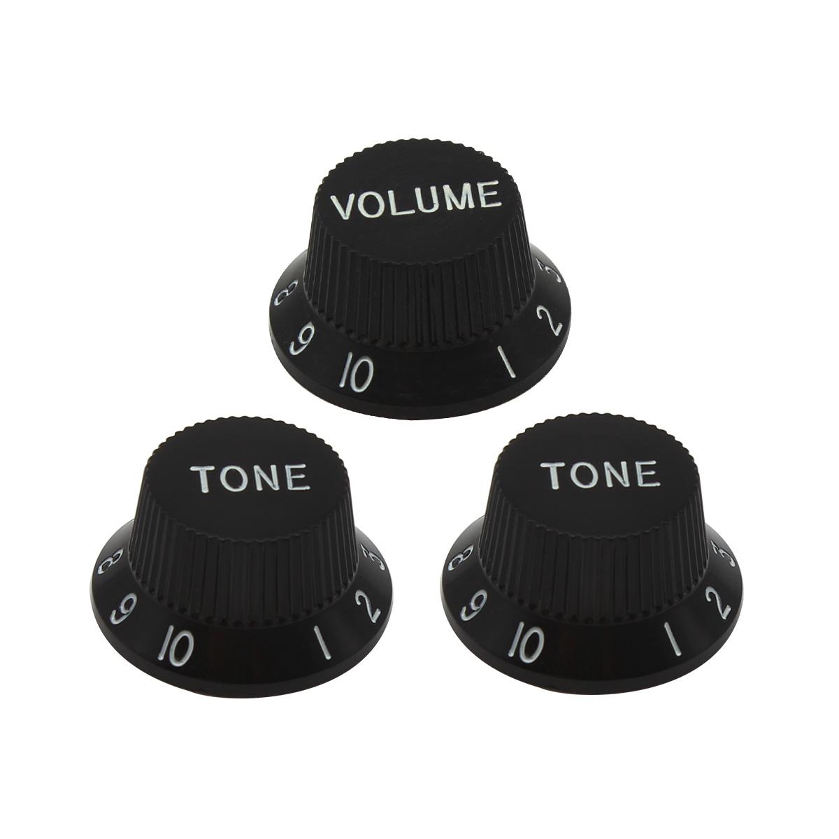 

FLEOR 3pcs Top Hat 2T1V 24-Splines Knobs Imperial Electric Guitar Knobs 24-Tooth Volume Tone Control Nylon Guitar Parts чорний