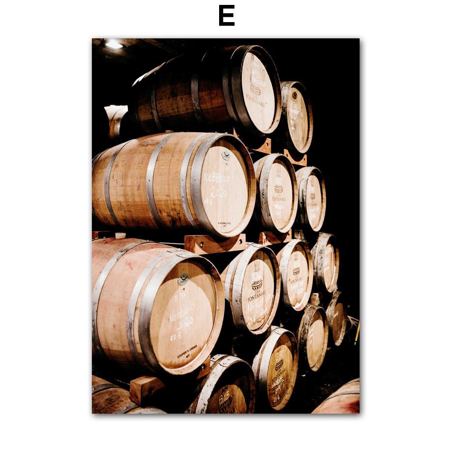 Wine Culture Grape Estate Oak Barrels Wall Art Prints Club Decor Posters Canvas Painting Wall Picture Classromm Decoration Bar