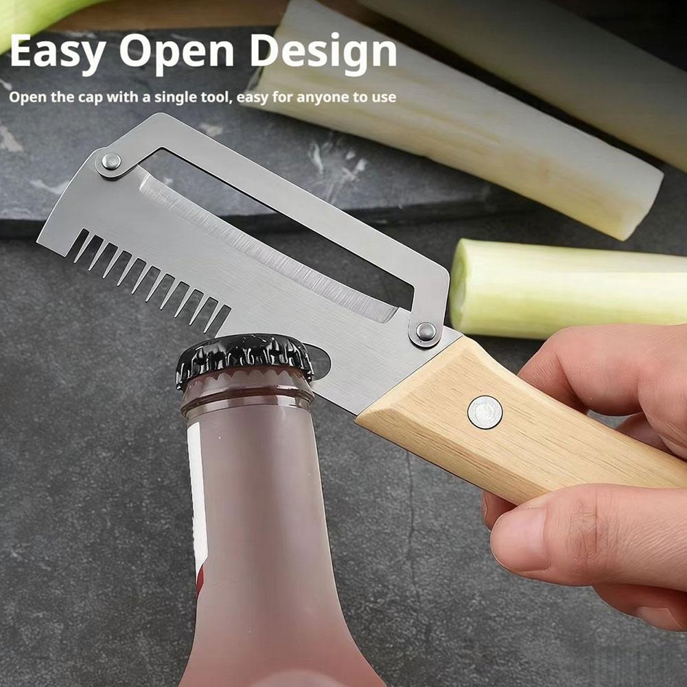 Pelador Dentado de Cocina, Cuchillo Dentado de Acero Inoxidable, Herramienta de Cocina para Pelar, Rallar, Cortar Frutas y Verduras y Abrebotellas