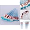 Unicorn Makeup Brush Set With Transparent Glitter Spiral Design For Makeup Enthusiasts