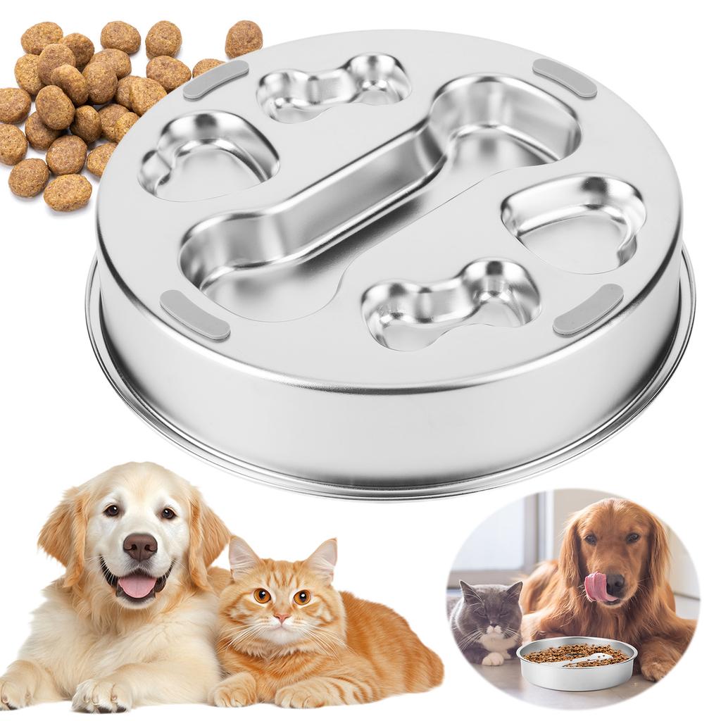 Stainless Steel Dog Bowl Pet Dog Slow Feeder with Non-Slip Mat Dog Water Bowl Anti-Choking Pet Bowl for Small & Medium Dogs