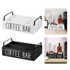 4 Compartments Coffee Bar Organizer Wooden Coffee Station Countertop Storage Box for Stacked Coffee Cup,Creamers,Coffee Tools