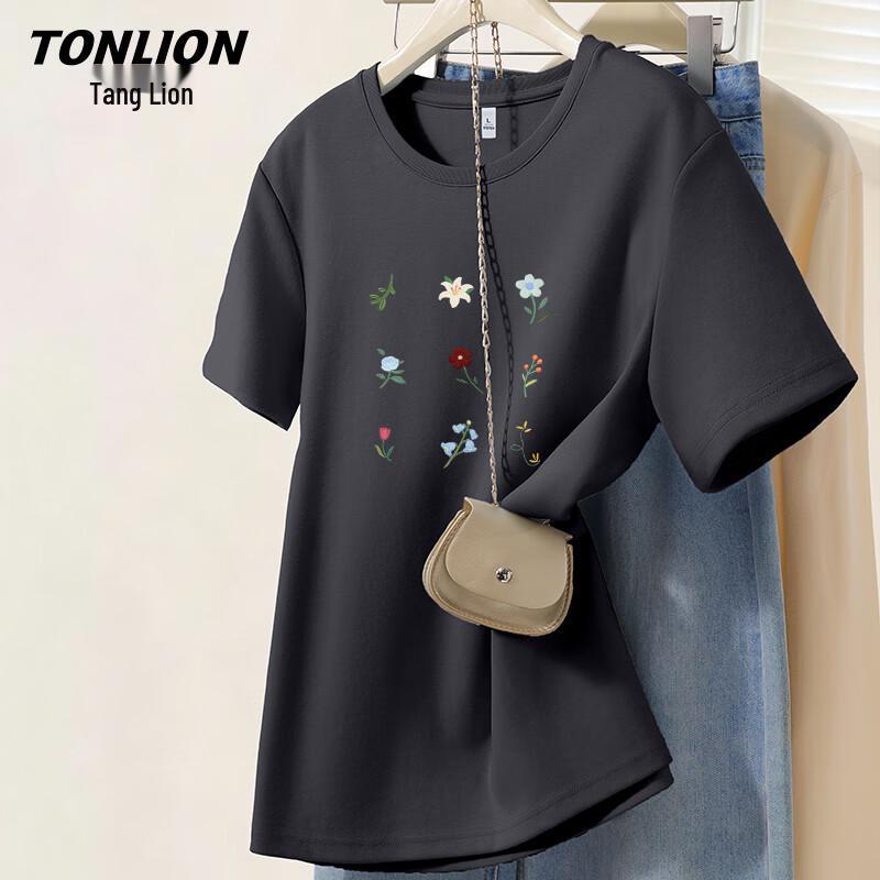 TonLion Women s Casual Floral Print Cotton T-Shirt M