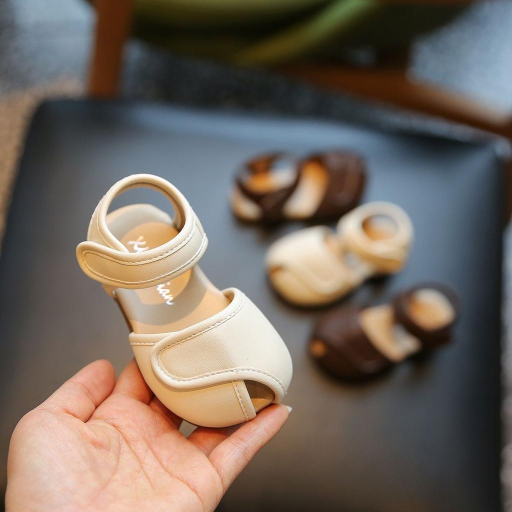 Girls Sandals Soild Color Versatile Kids Walking Shoes Cute Soft Sole 2025 Summer New Baby Princess Shoes Hook&loop Non-slip