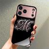 Buchstaben M Muster Rosa Metallisch Gehärtetes Glas Handyhülle Für iPhone 17 16 15 14 13 12 11 Pro Max 15 14 Plus 17 Air 16E Hülle