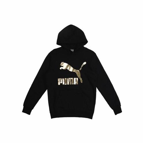PUMA Men s Black Pullover Hoodie with Gold Logo EU M чёрный