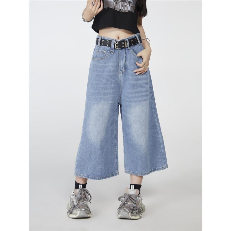Unisex Low-Waist Distressed Denim Shorts - American Retro Summer Style