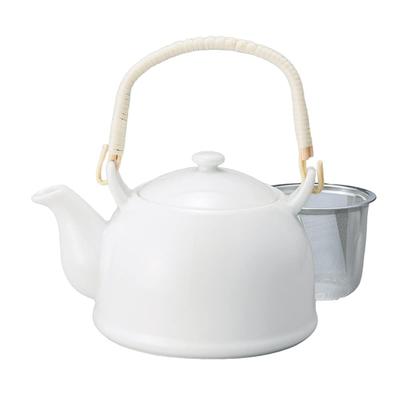 White Porcelain Teapot, Size 8, with U-shaped Handle [15.6 X 12.4 Cm, 1300cc, Made In Japan, Not Suitable for Direct Flame or Induction Cooktops]