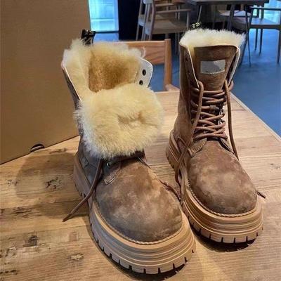 Stivali Martin da Donna Plus Spessi in Villus Caldi Stivali da Neve Taglia Grande Scarpe di Cotone Scamosciato Caldi Stivaletti alla Caviglia da Donna