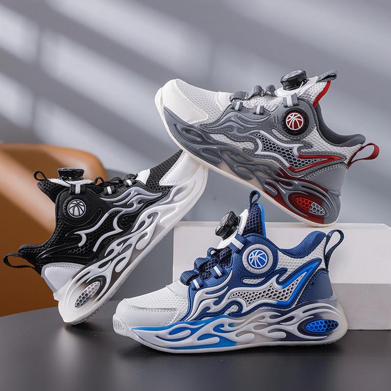 Children's basketball shoes 2025 spring and autumn new mesh breathable boys' shoes medium and older children's sports shoes light and non-slip