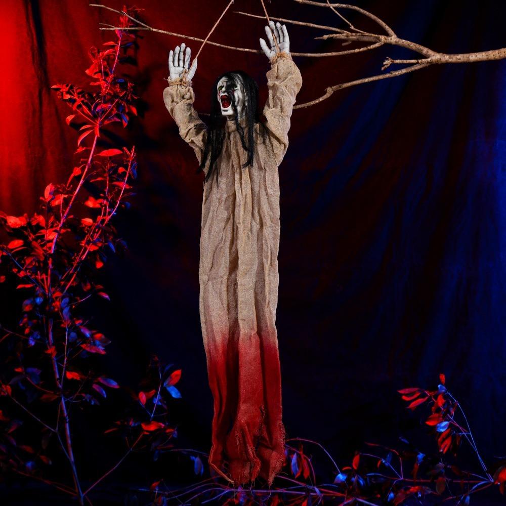 Bloody Cloth Halloween Spirit Face Decorations Long Hair Halloween Terrifying Doll  Haunted House