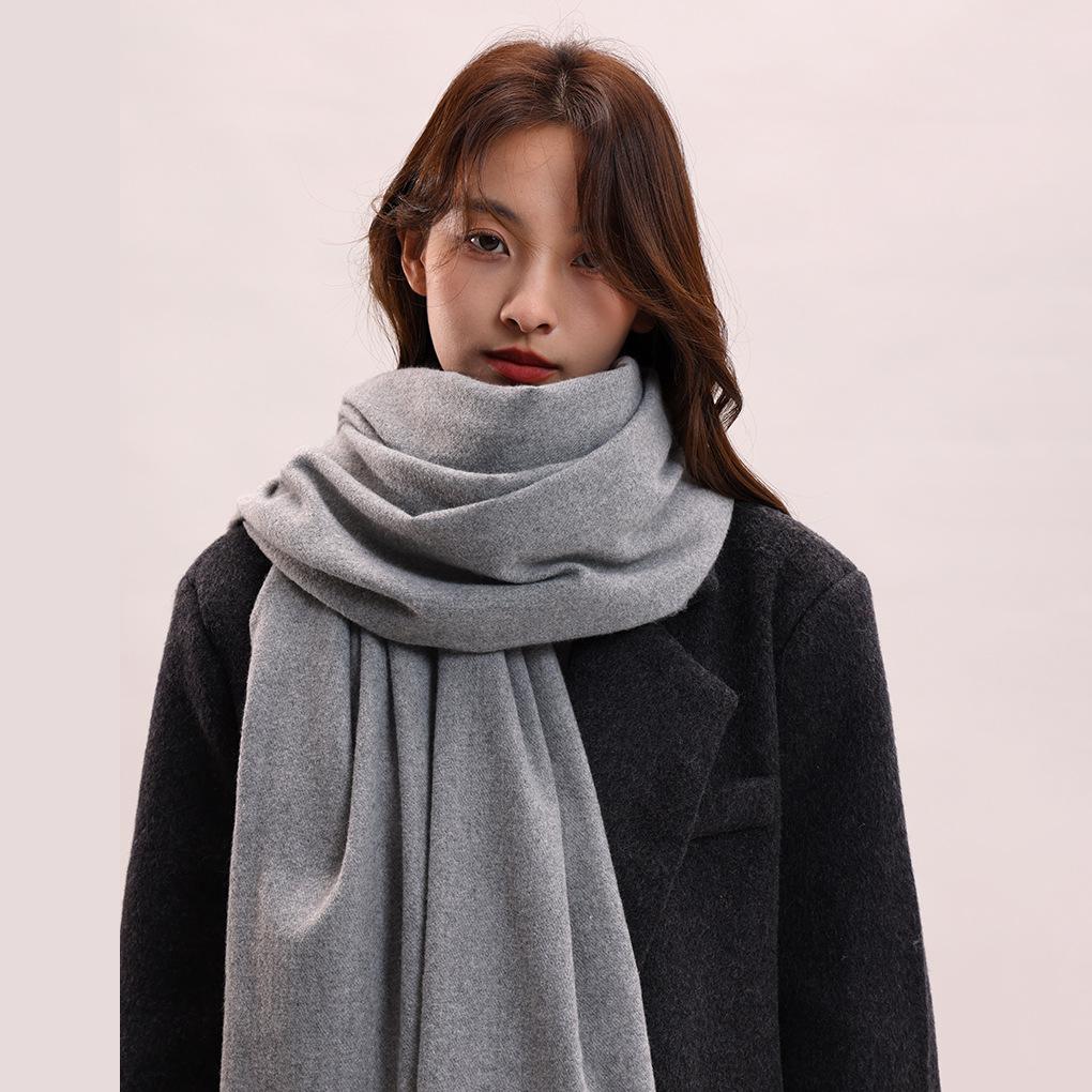 New solid color scarf women's winter versatile high-end shawl imitation cashmere fashion autumn and winter thickened scarf