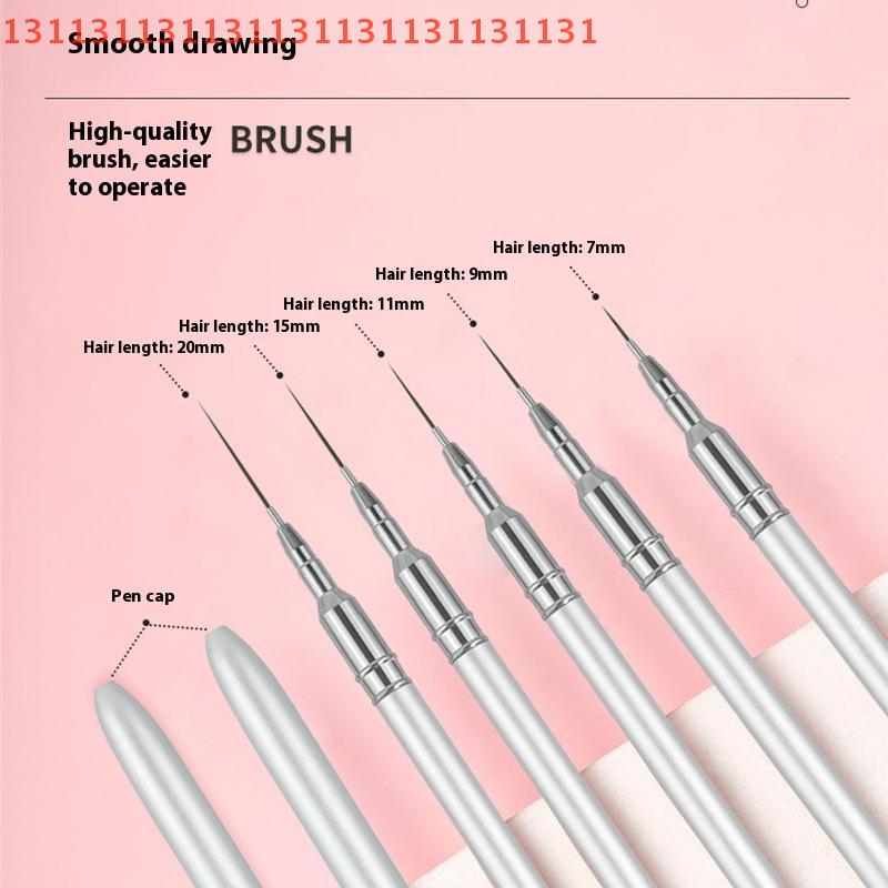 Detail Painting Pen for Nail Design Manicure 7/9/11/15/20mm Drawing Tool for Lines Silver Nail Art Liner Brushes Set 5 Sizes